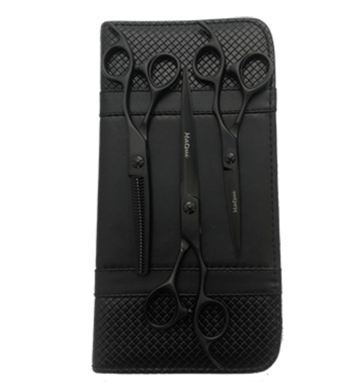 Trio de Ciseaux Barbier Matsui Noirs Mats Samurai (1654632644682)