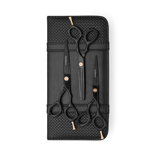 Trio de Ciseaux Matsui Précision Noir Mat et Or Rose (1612284756042)